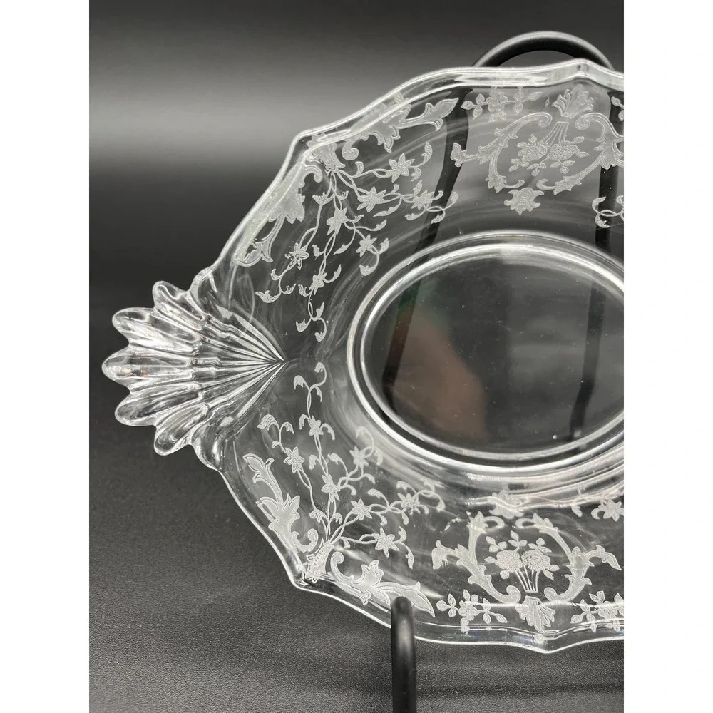 Fostoria Baroque Shape Sauce Bowl Meadow Rose Crystal